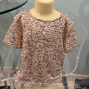 GUC M Girls Windsor Gold Sequin Top Lined Zipper Short Sleeve